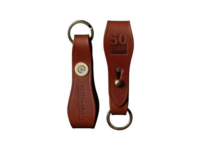 Billingham 50th Anniversary Belt Key Fob - Tan Leather (Front and Back)