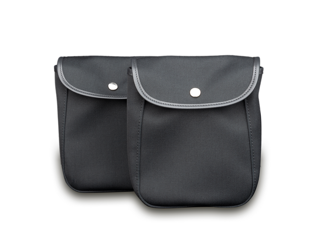 550 End Pockets Black Canvas Black Leather Front