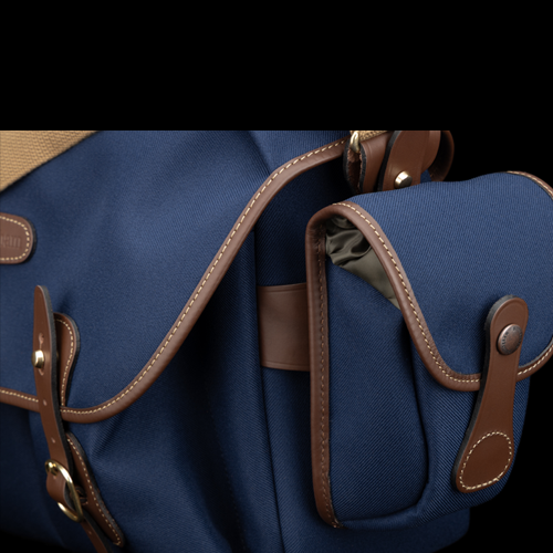 AVEA 7 Navy FibreNyte Chocolate Leather attached to Hadley One