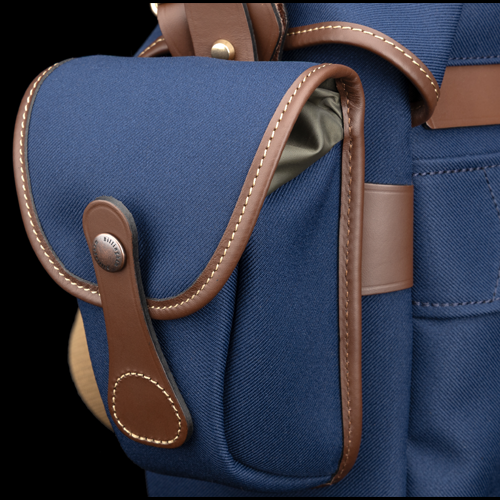AVEA 7 Navy FibreNyte Chocolate Leather attached to Hadley One