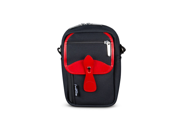 Airline Stowaway Black FibreNyte Red Leather