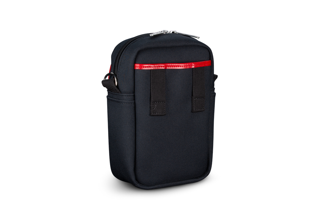 Airline Stowaway Black FibreNyte Red Leather