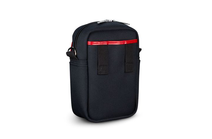 Airline Stowaway Black FibreNyte Red Leather