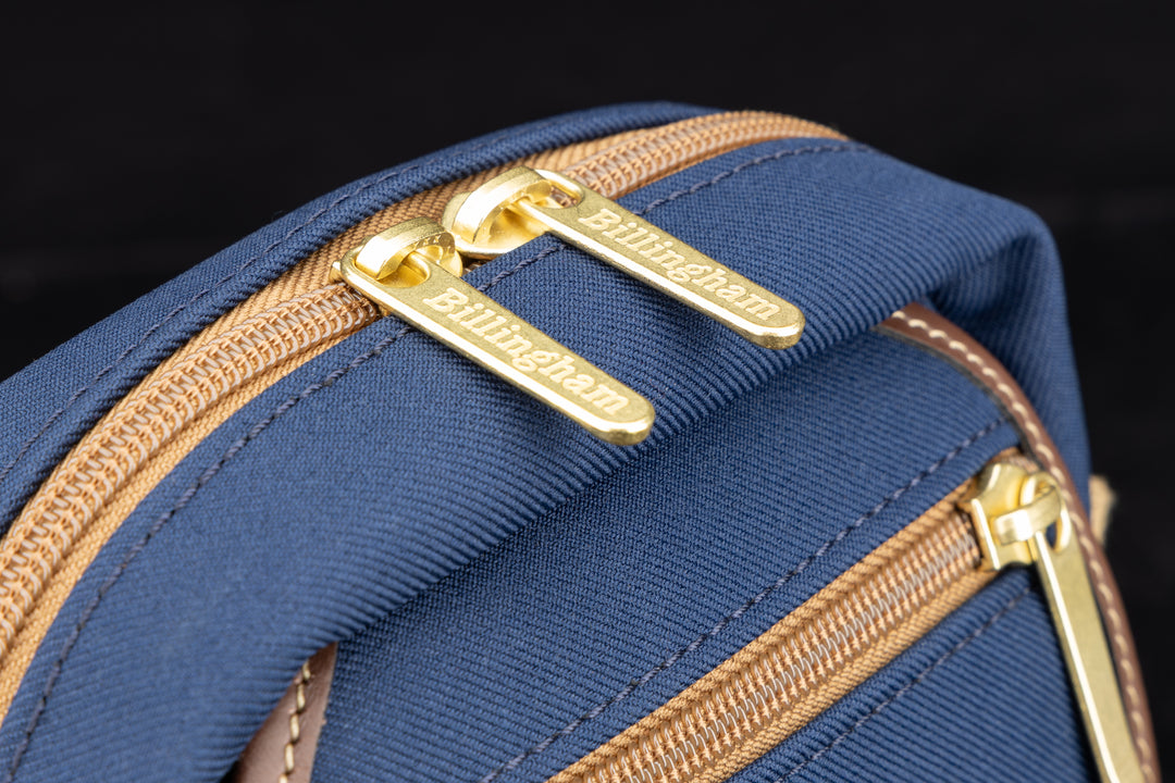 Airline Stowaway Navy FibreNyte Chocolate Leather Dual Zip