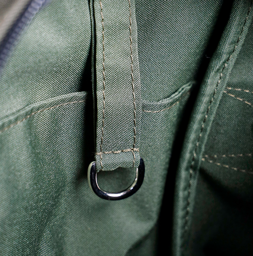 Brass key loop inside bag