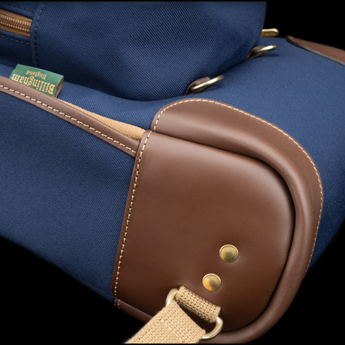 35 Rucksack Navy FibreNyte Chocolate Leather leather corner