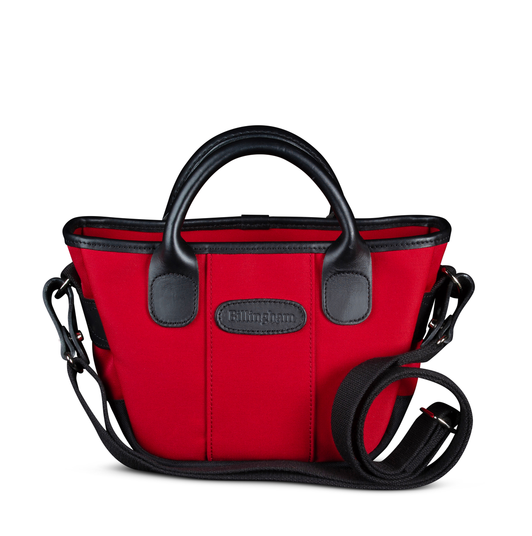 Billingham Dolly Grip Burgundy Canvas Black Leather Handbag