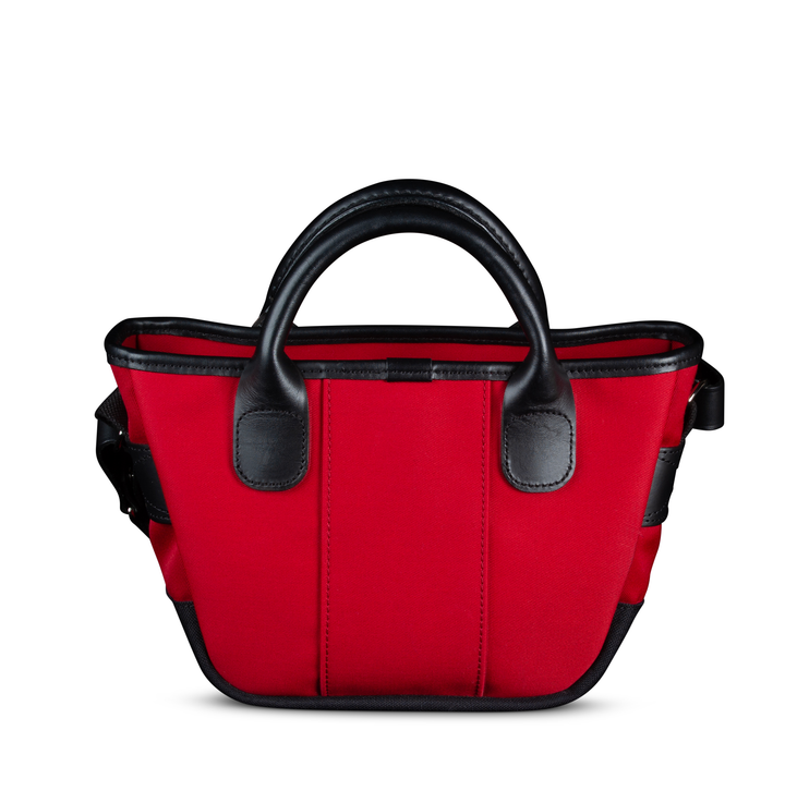 Dolly Grip Burgundy Canvas Black Leather Handbag Back