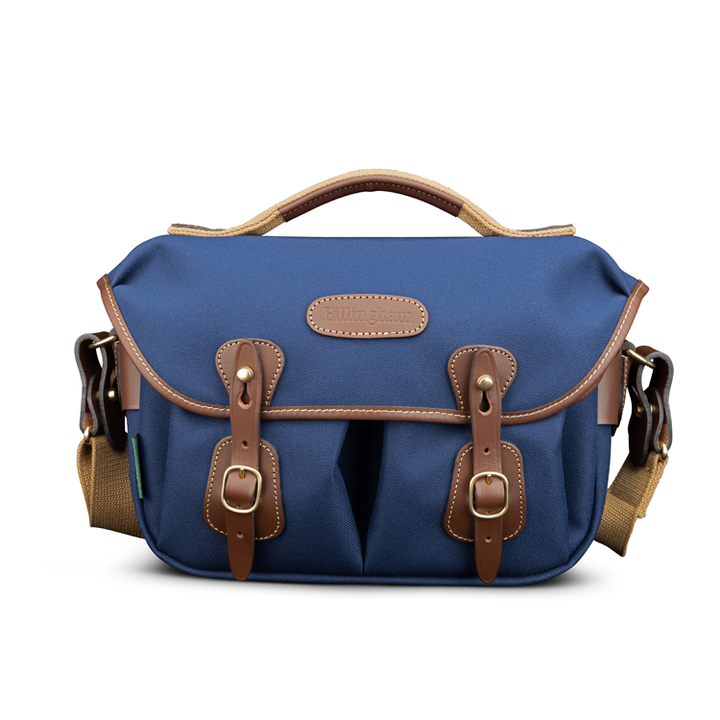 Hadley Small Pro Front On Shot Navy FibreNyte Chocolate Leather
