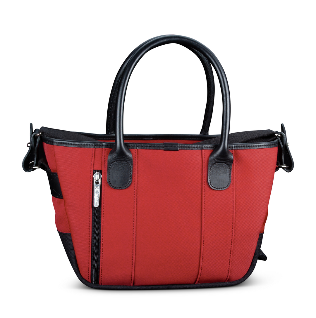 Key Grip Burgundy Canvas Black Leather Handbag Back