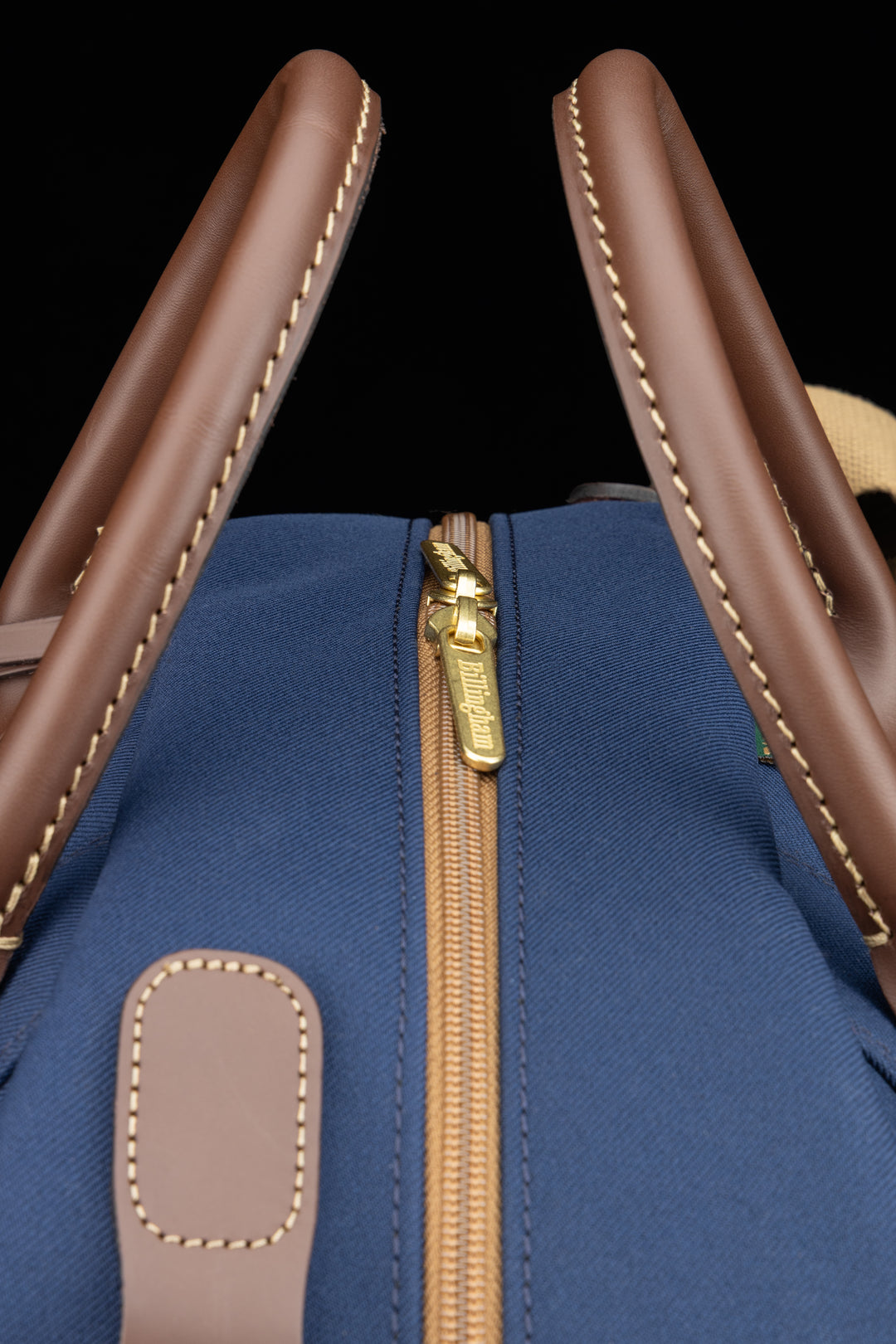 Overnighter Navy FibreNyte Chocolate Leather Dual Zip