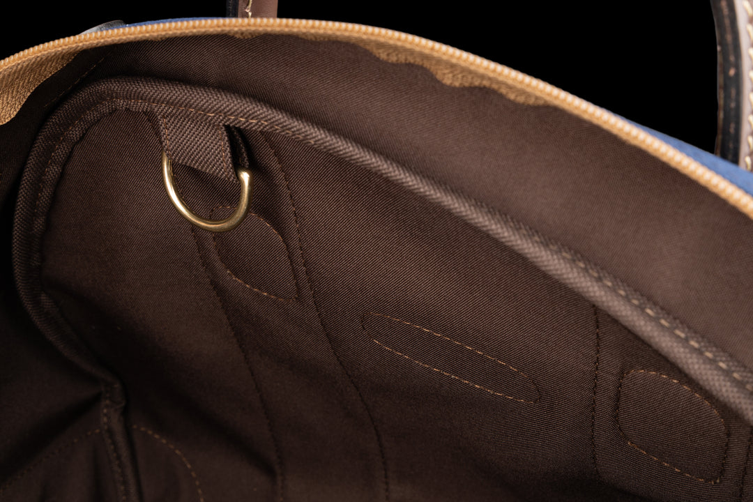 Overnighter Navy FibreNyte Chocolate Leather Key Loop