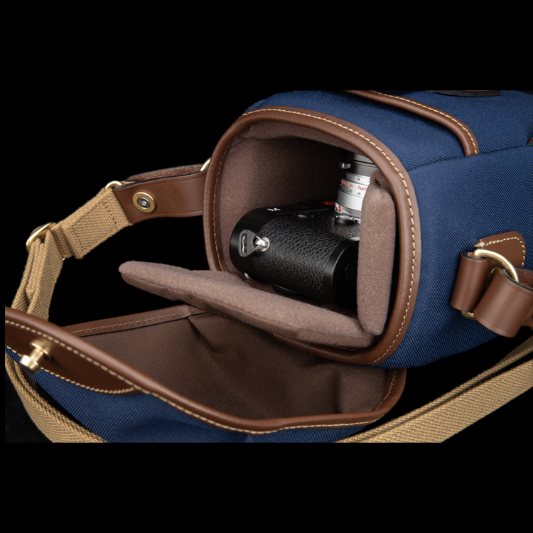 72 Navy FibreNyte Chocolate Leather side view inside