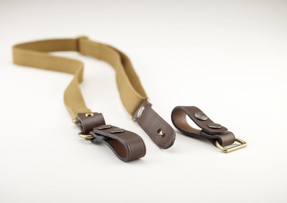 Billingham Waist Strap Attachment - Khaki Webbing / Chocolate Leather