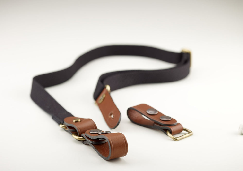 Billingham Waist Strap Attachment - Black Webbing / Tan Leather